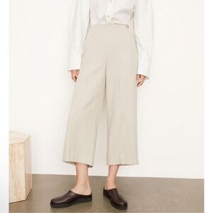 Vince Pants Women Size 8 Side Button Crop Wide Cotton Wool Blend Italy